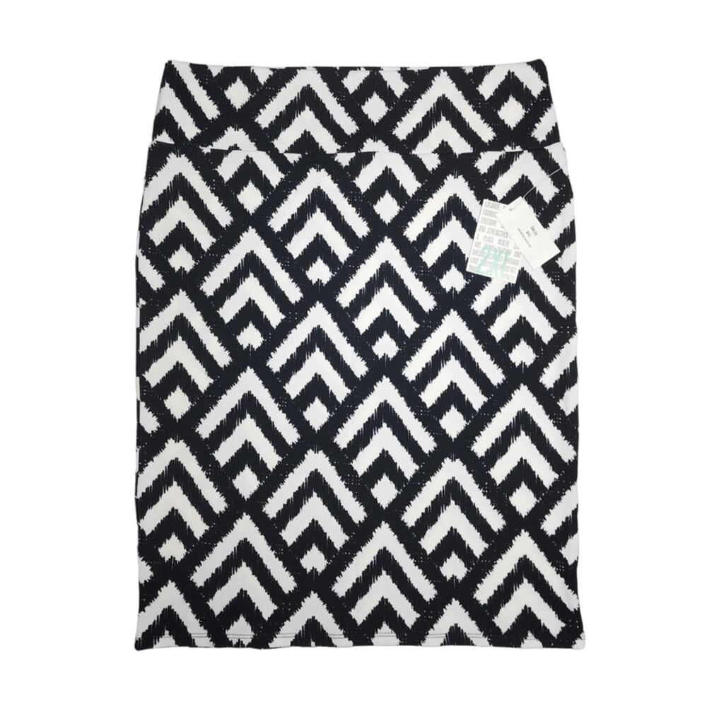 LulaRoe Cassie Pencil Skirt Yoga Waistband NWT Black White Aztec Pattern Size 2X